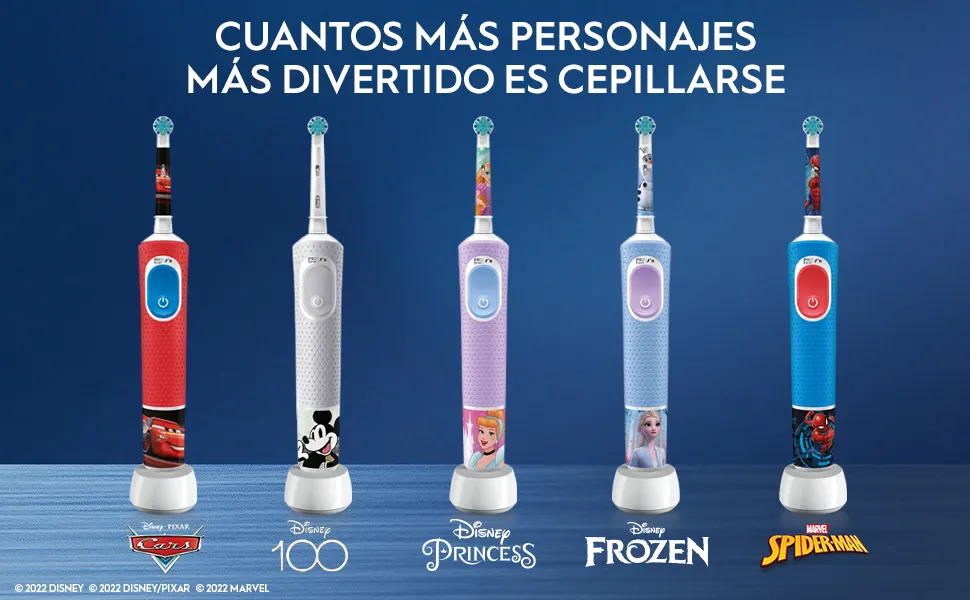 Gama Oral-B Pro Kids 3+ con diferentes personajes de Disney y Marvel.