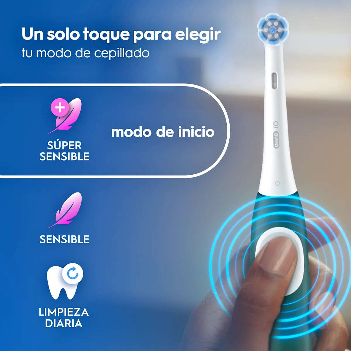 Cepillo de dientes recargable iO2 Verde con funda de viaje