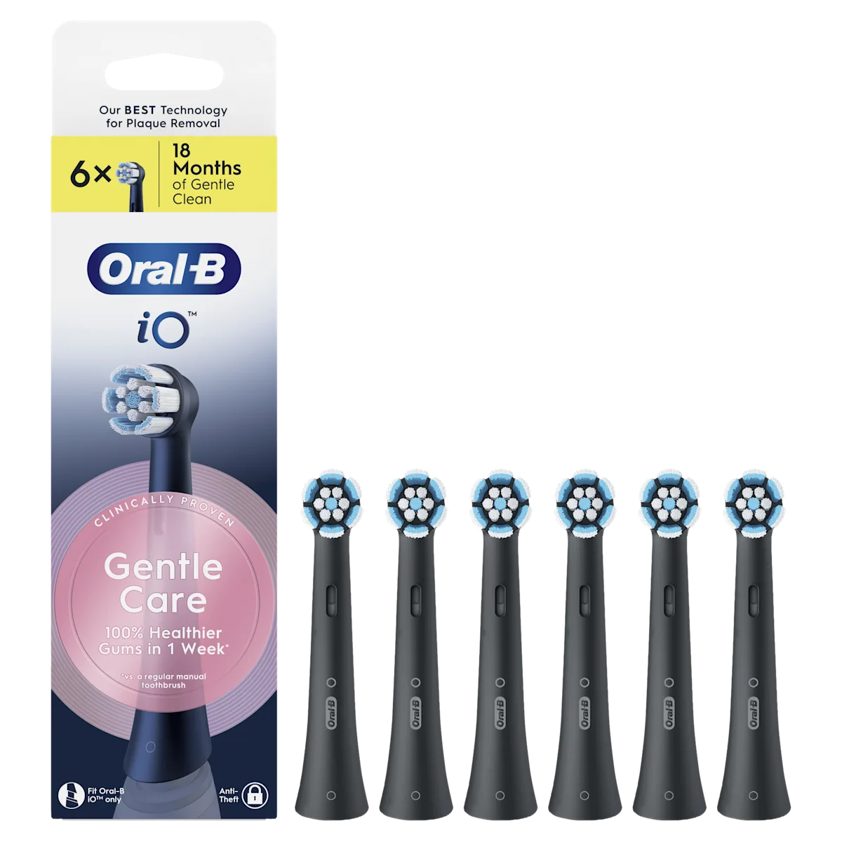 OralB iO Gentle Care Cabezales Negros pack de 6 recambios