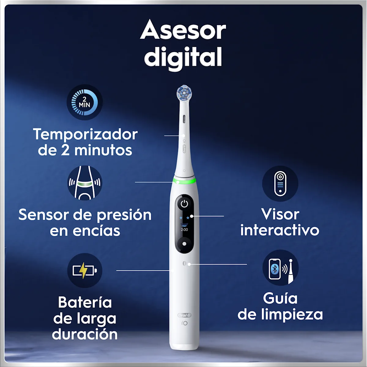 Cepillo de dientes eléctrico iO6 Blanco con 2 cabezales y estuche de viaje