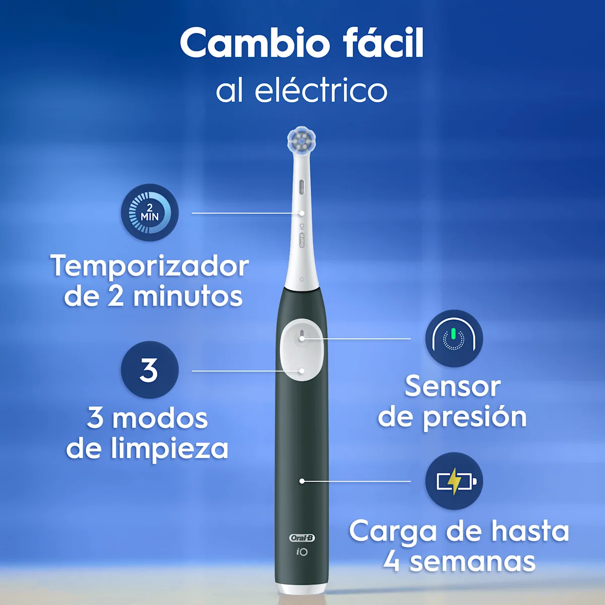 Cepillo de dientes recargable iO2 Verde con funda de viaje