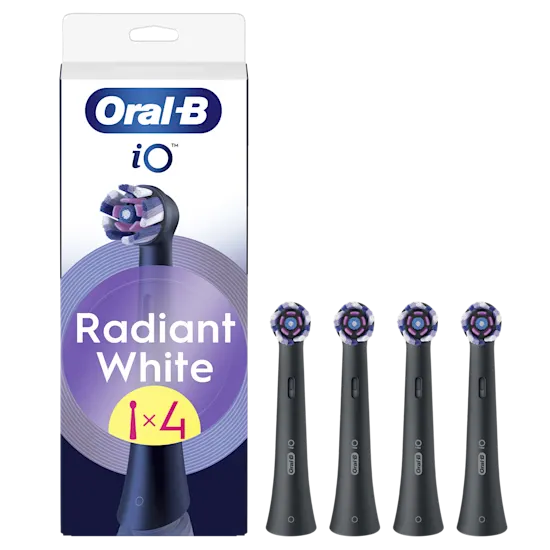 Oral-B iO cabezales de recambio Radiant White, paquete de 4 unidades, para un blanqueamiento dental radiante.;