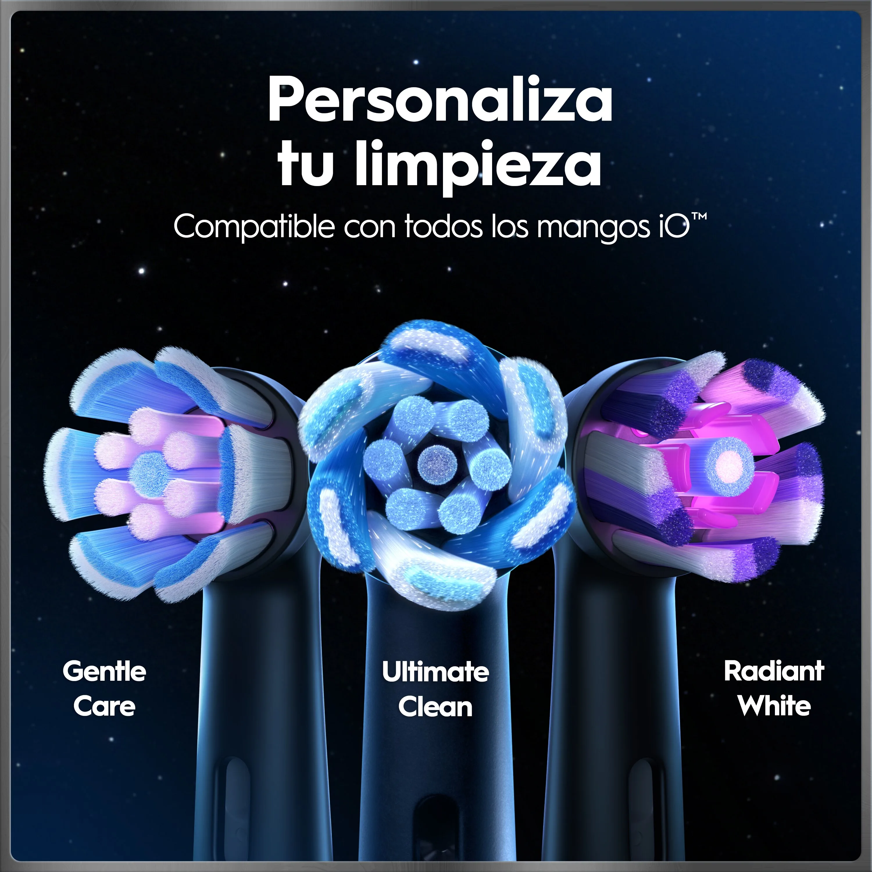 Cepillo eléctrico con 7 modos de limpieza y sensor de presión en encías que indica mediante luces la fuerza aplicada.
