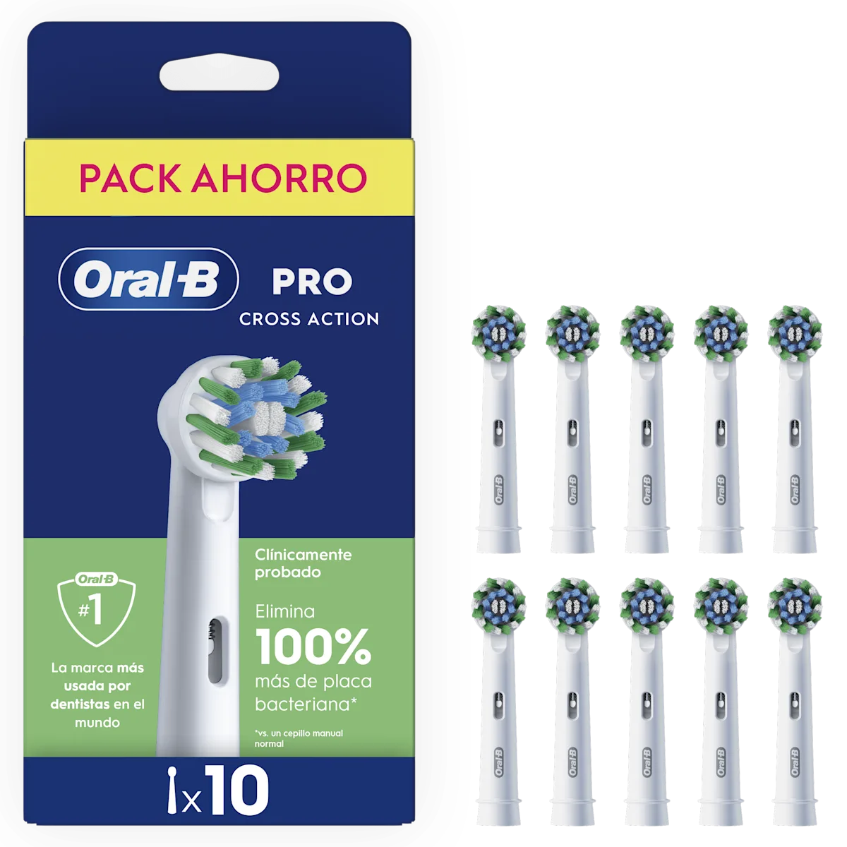 OralB Cross Action Cabezales de recambio pack de 10 Blanco