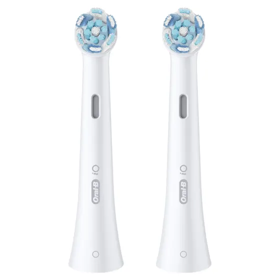 2 Cabezales de recambio Oral-B iO Ultimate clean con filamentos diseñados para una limpieza profunda y suave.