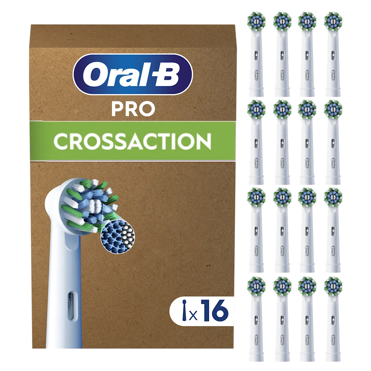 OralB Cross Action Cabezales de recambio pack de 16 Blanco