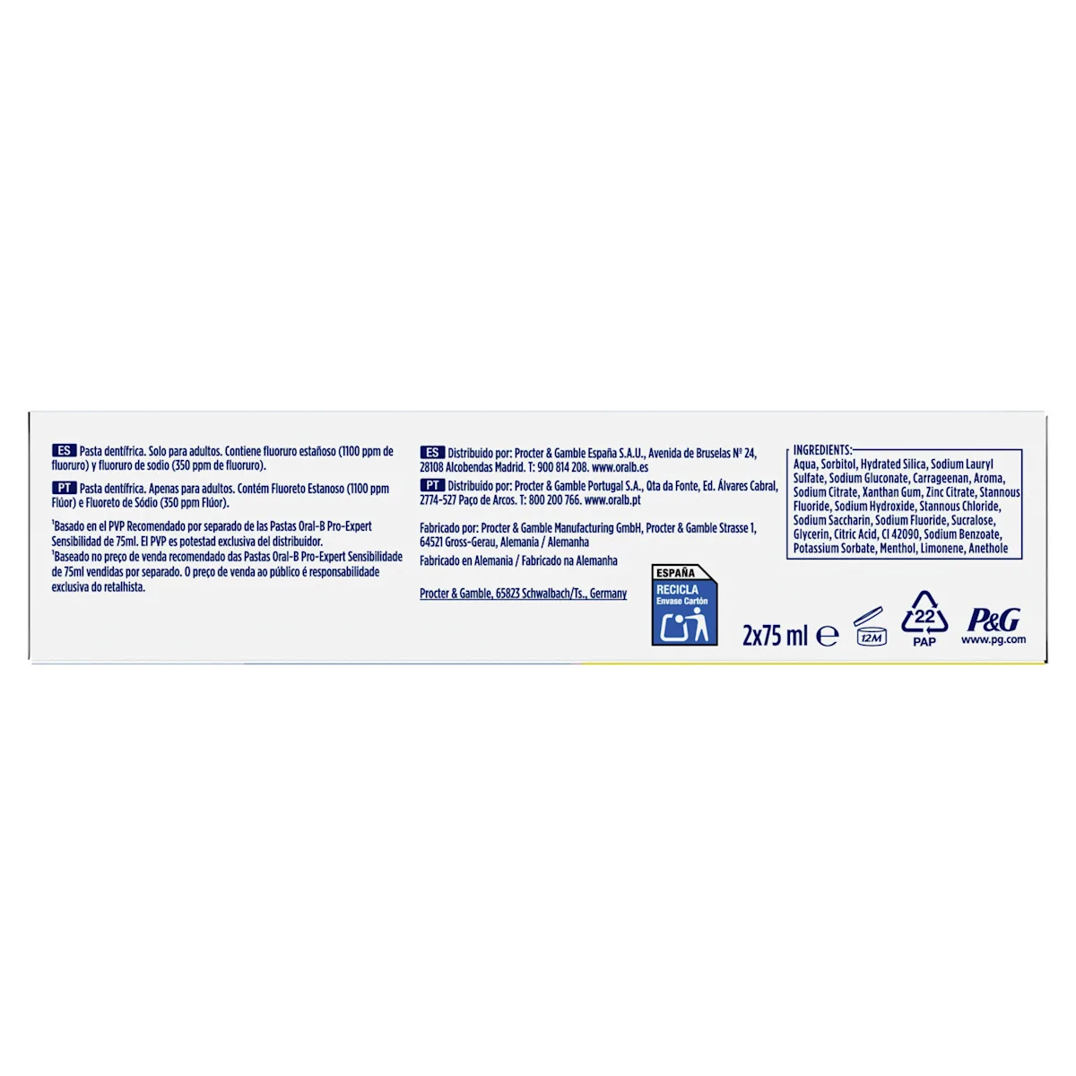 Oral-B Pro-Expert, pack ahorro, con 24 horas de protección contra caries, sensibilidad, placa, sarro y blanqueamiento.
