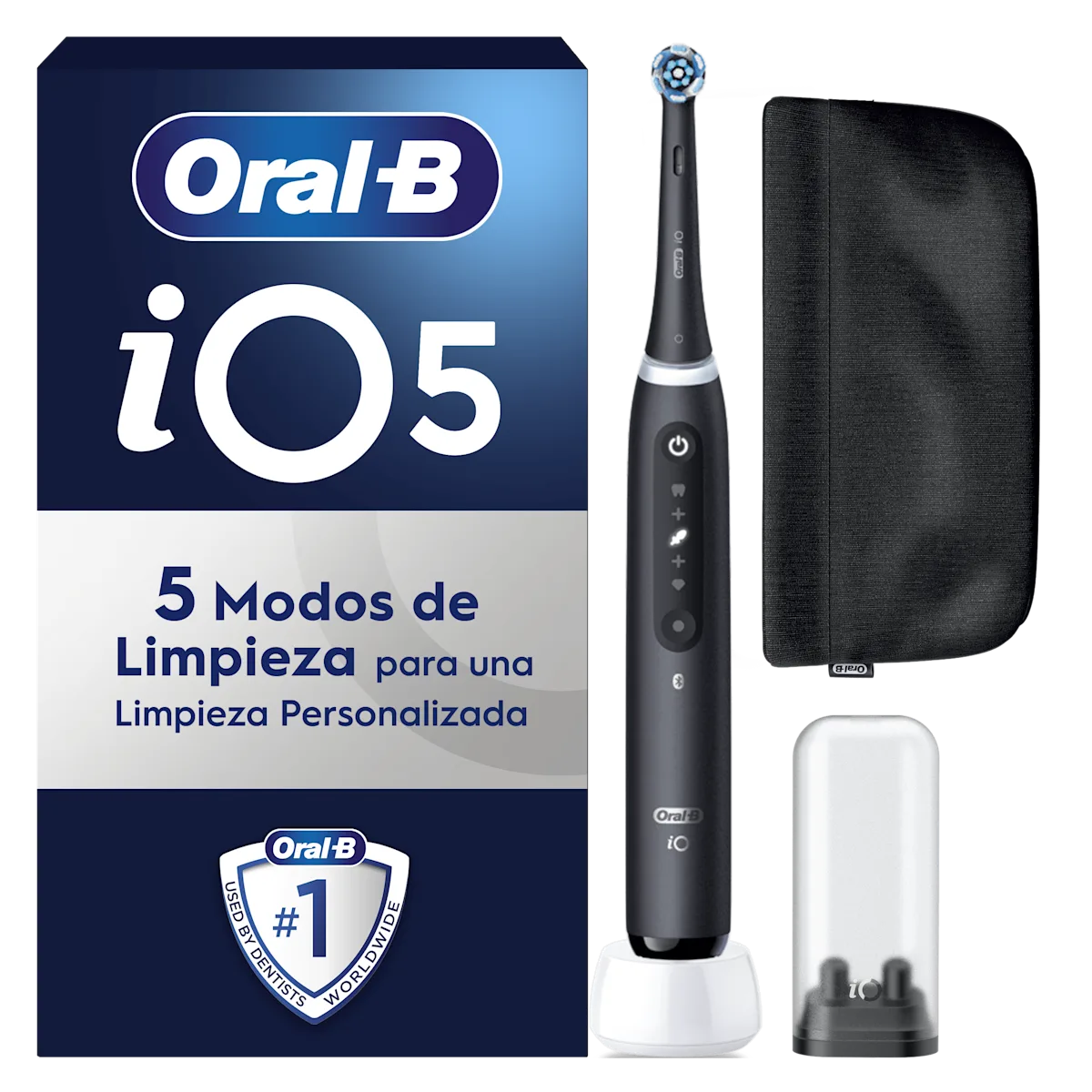 Cepillo de dientes iO5 Negro con 1 cabezal y estuche magnético
