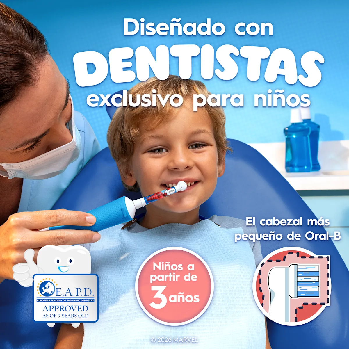 Cepillo de dientes eléctrico Pro-kids Spiderman con 1 cabezal