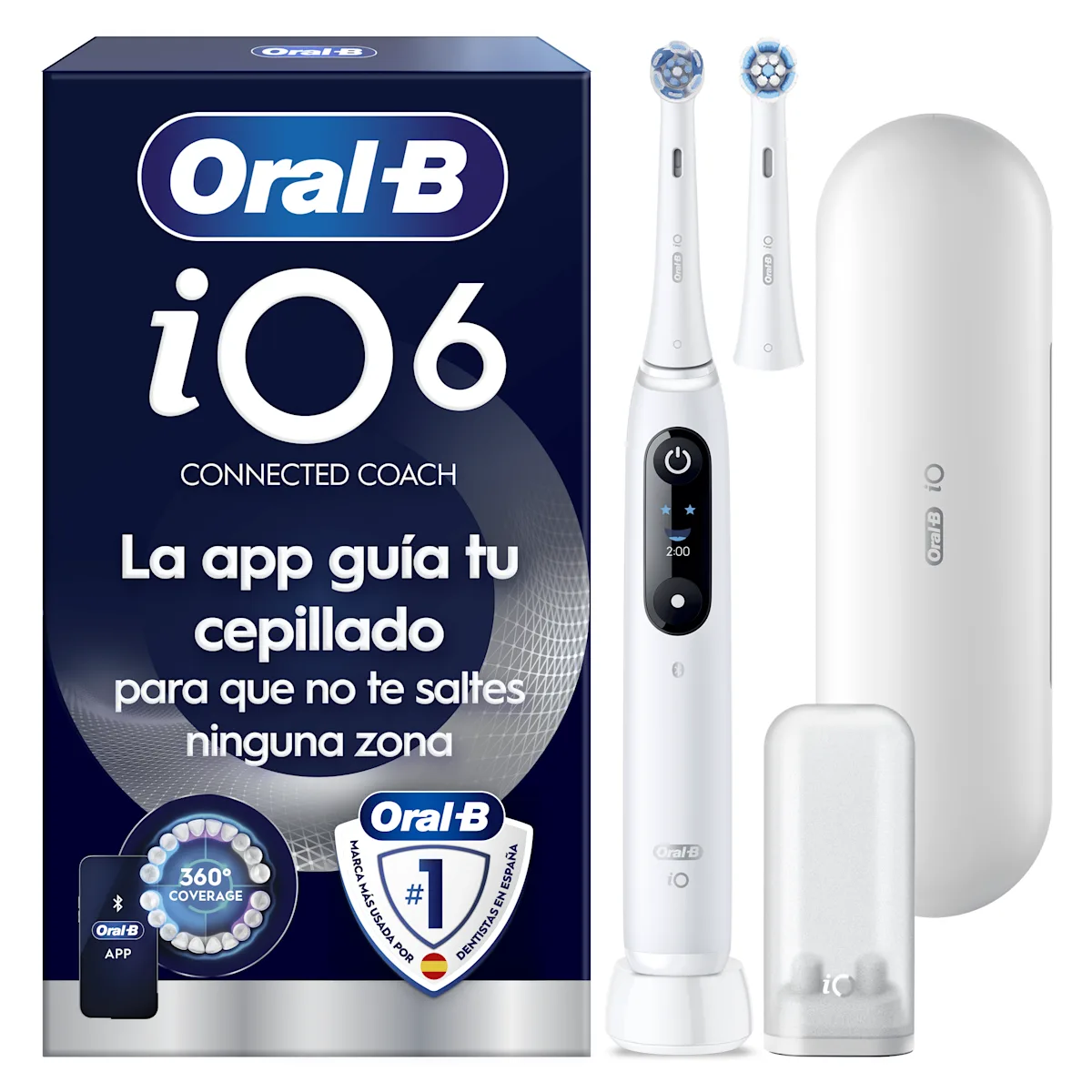 Cepillo de dientes eléctrico iO6 Blanco con 2 cabezales y estuche de viaje