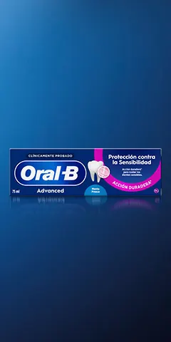 Oral-B Advanced Protección contra la Sensibilidad box on blue background.