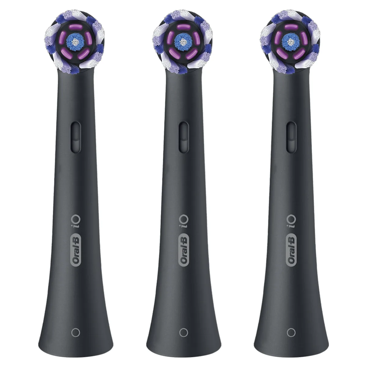 Oral-B iO Radiant White, paquete de 3 cabezales de recambio, con la promesa de "Dientes más blancos desde el primer día".