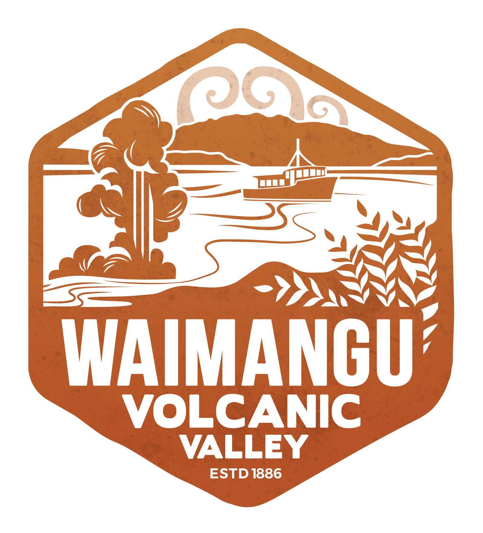 Waimangu primary logo orange gradient texture