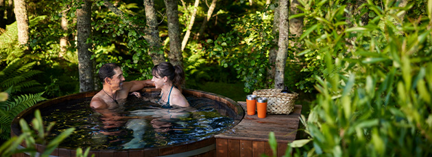 Enjoy a winter hot tub in the forest with Secret Spot Hot Tubs Rotorua for only $69 per couple