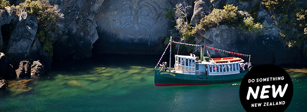 Scenic Family Cruise to Taupo’s Iconic Maori Rock Carvings