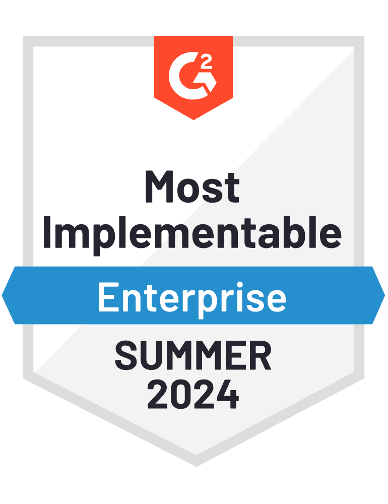 G2 Most Implementable - Enterprise, Summer 2024