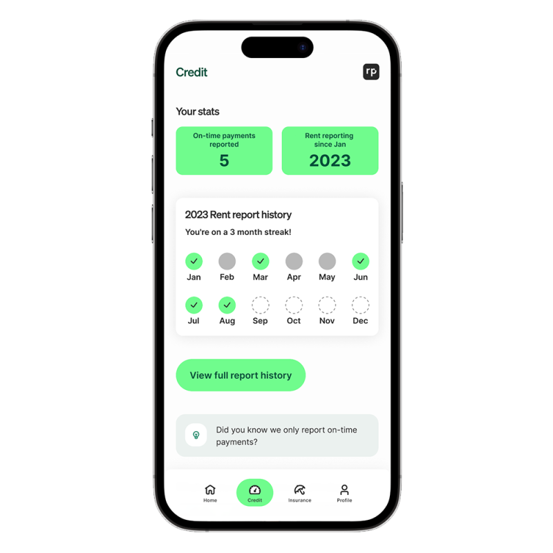 Rent Reporting in Homebody app