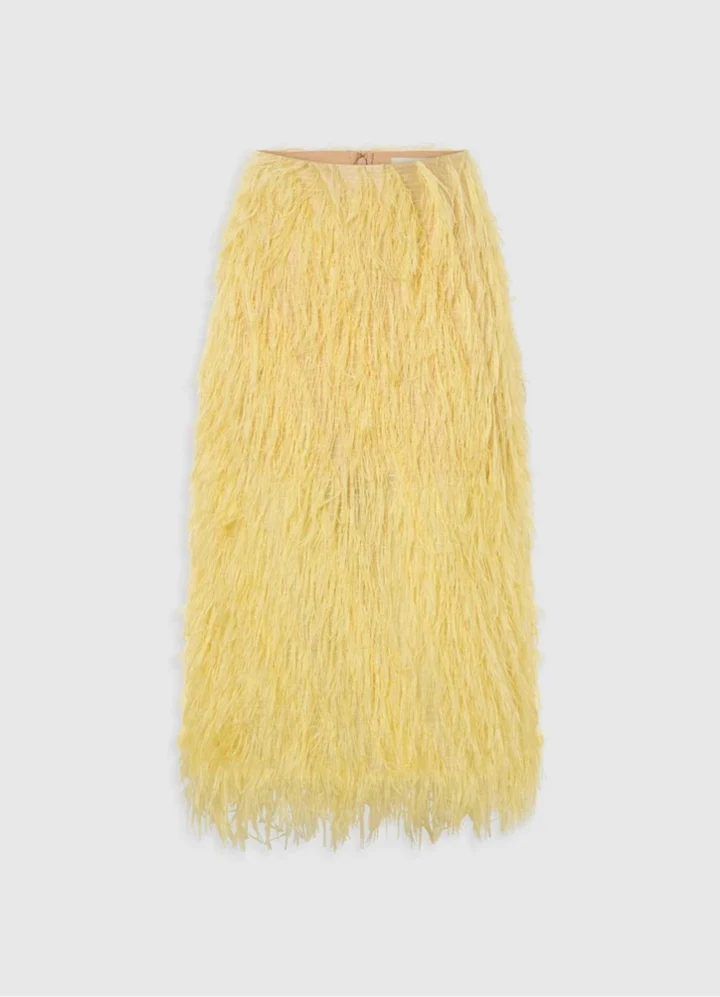 Feather Jacquard Skirt in butter yellow