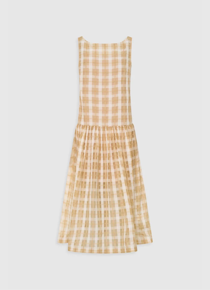 Sheer Check Drop Waist Dress in butterscotch