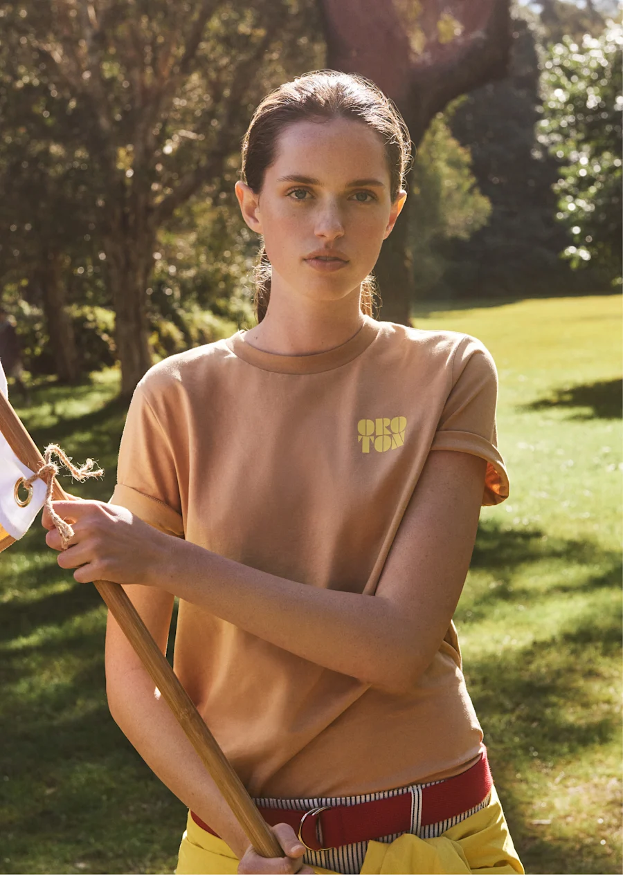 Model wearing the Maggie Graphic Tee