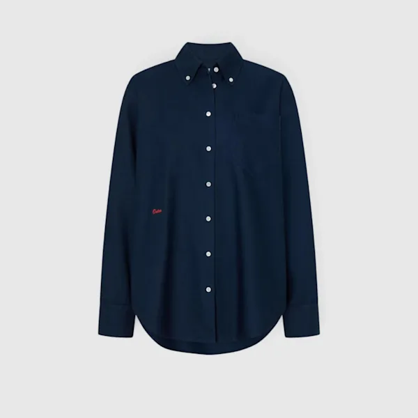 Navy button-up shirt
