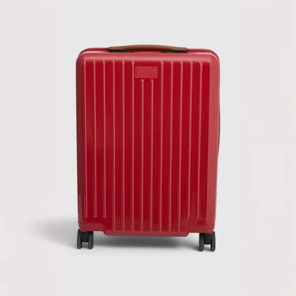 Red hardshell carry-on suitcase