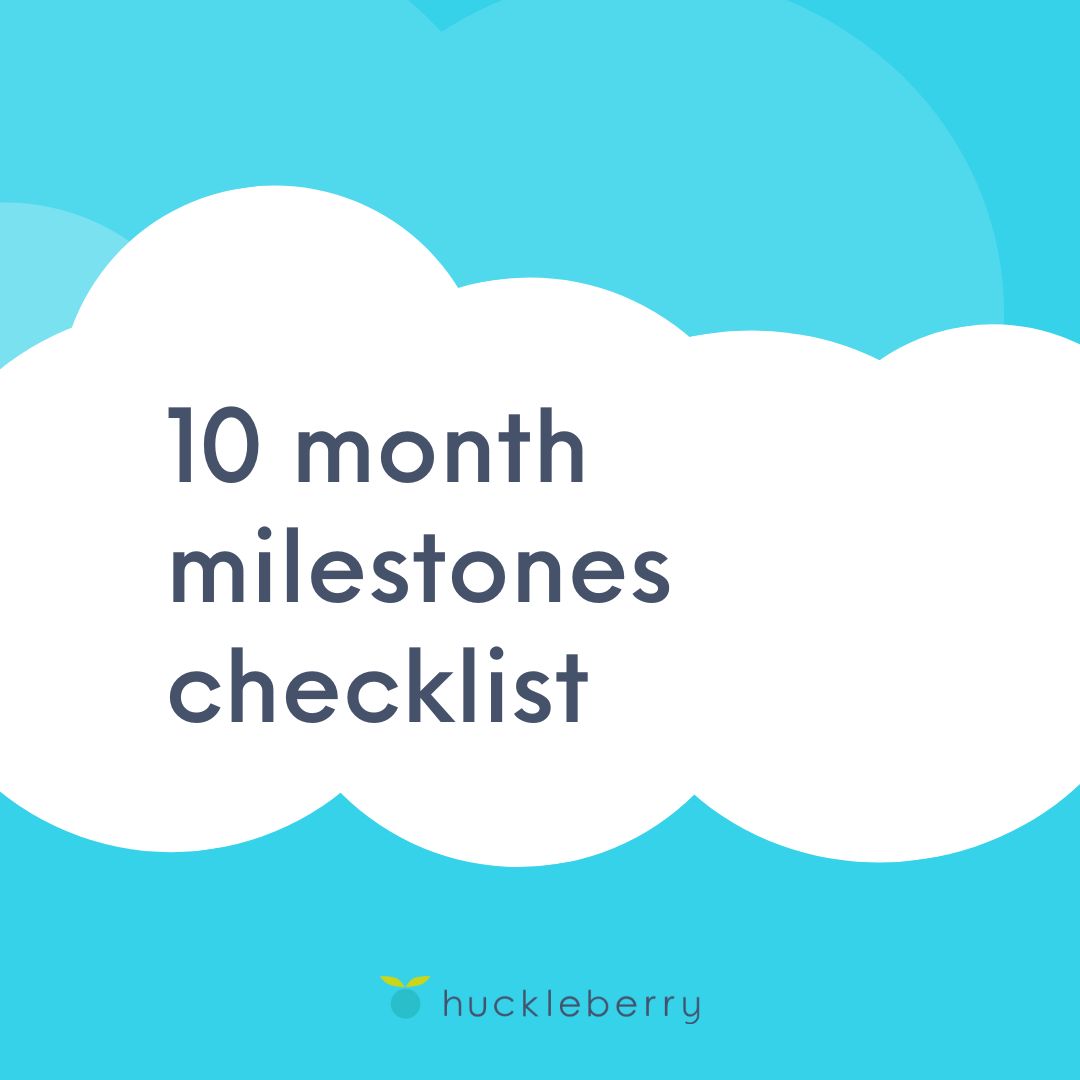 A graphic that says, 10 month milestones checklist.