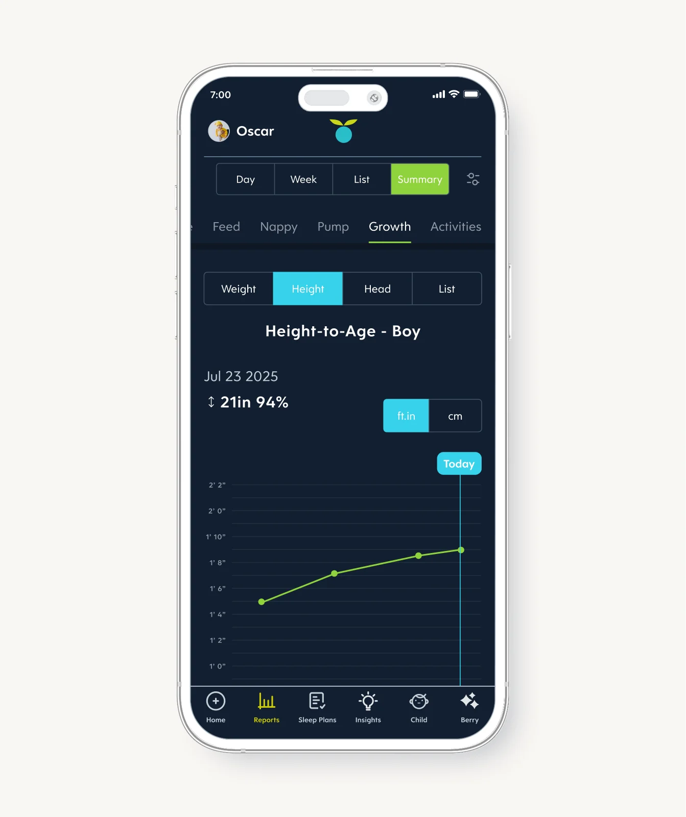 Huckleberry growth tracker