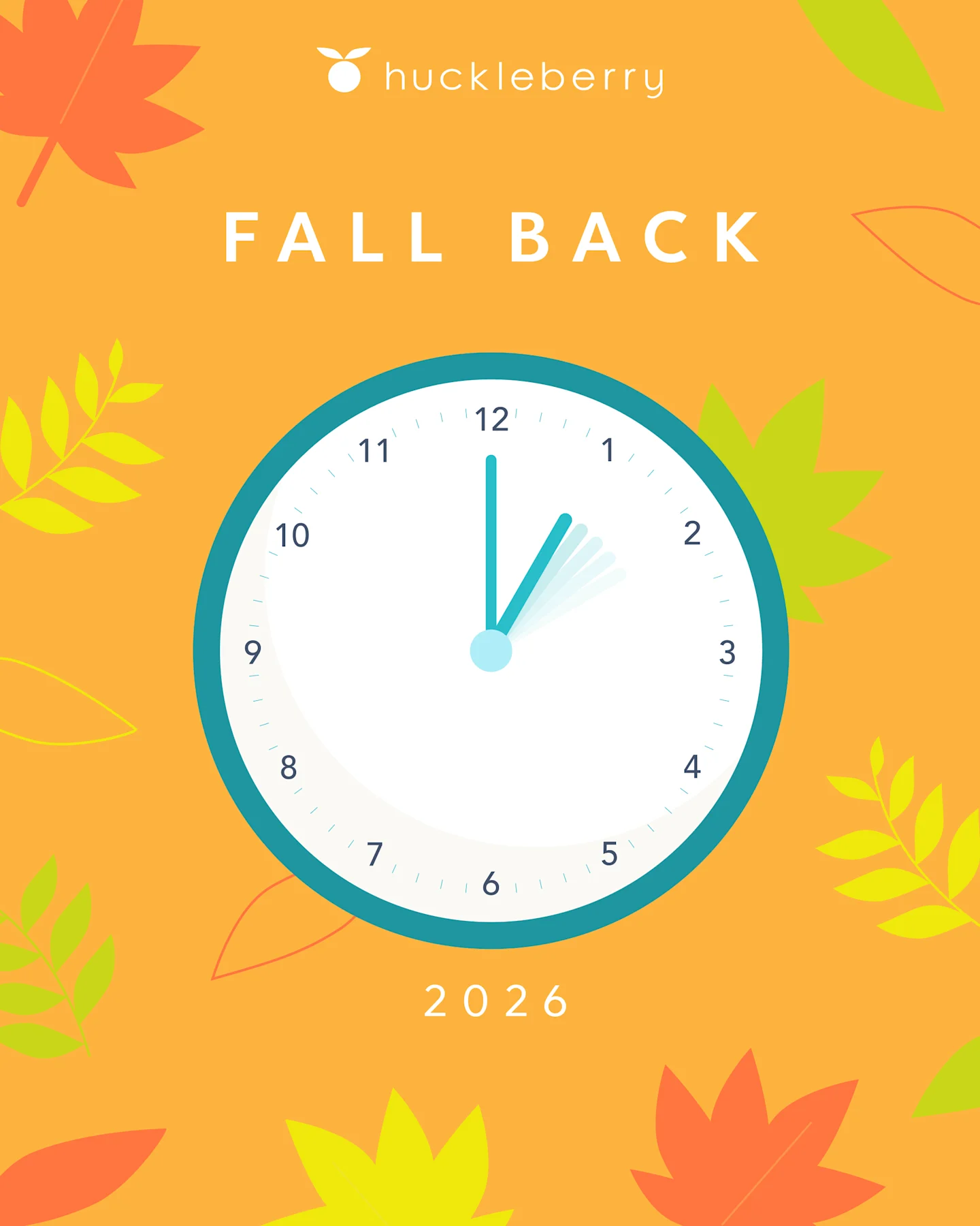 Illustration image of a clock and leaves surrounding it