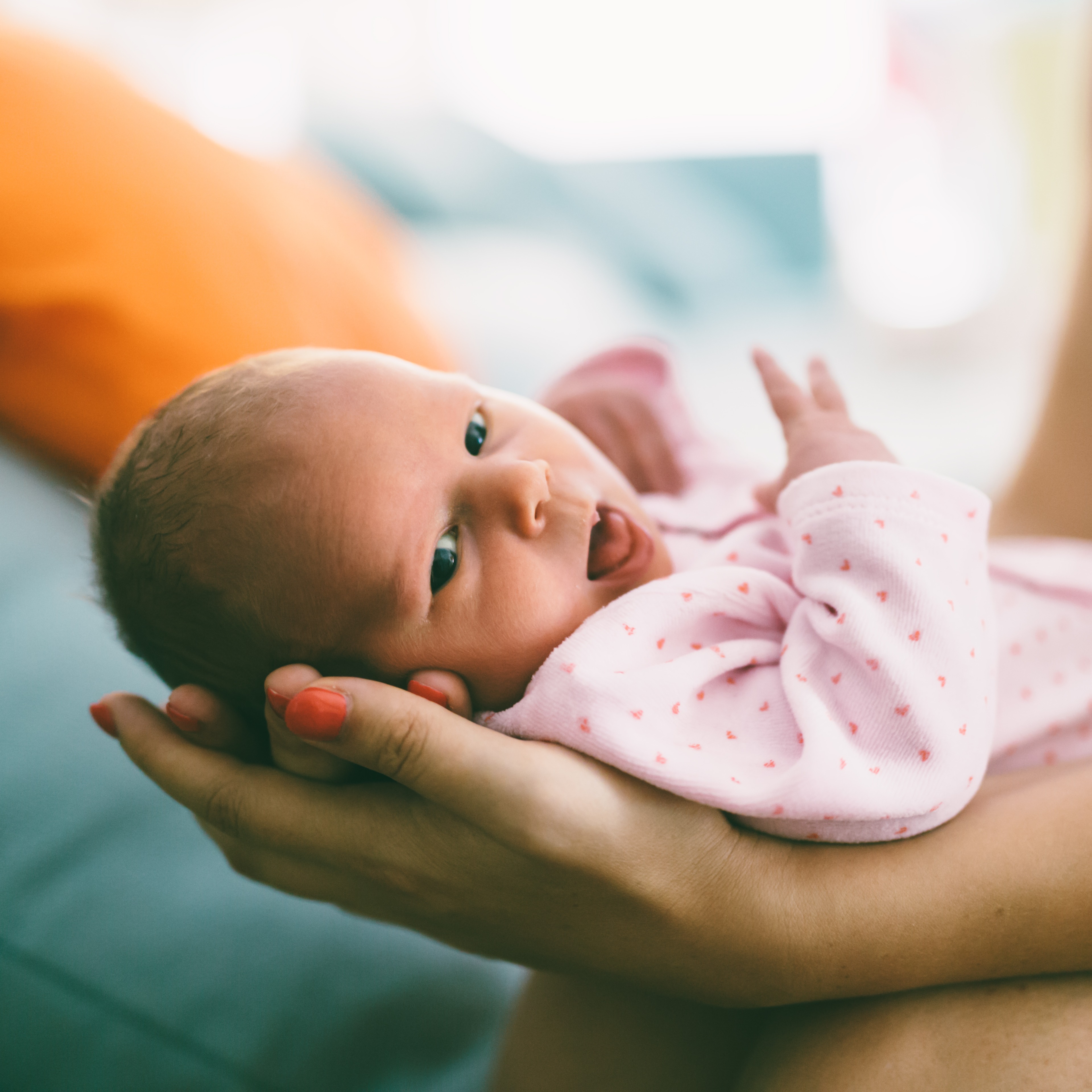 Newborn getting ready to feed