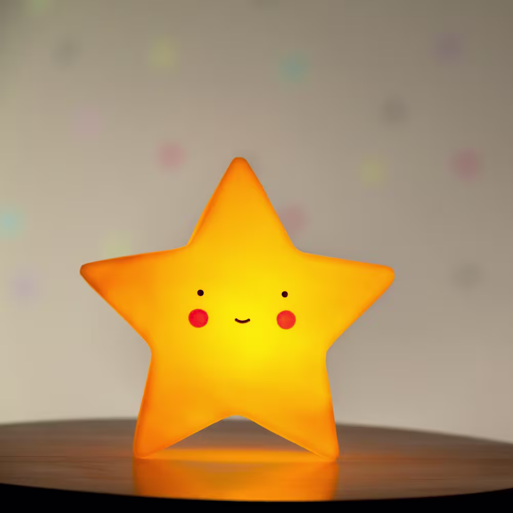 A night light on a nursery table