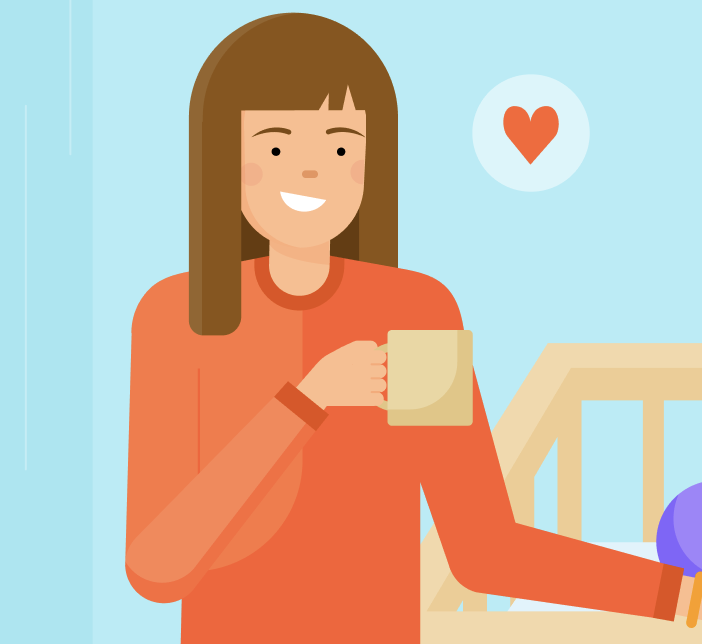 Parent with coffee cup