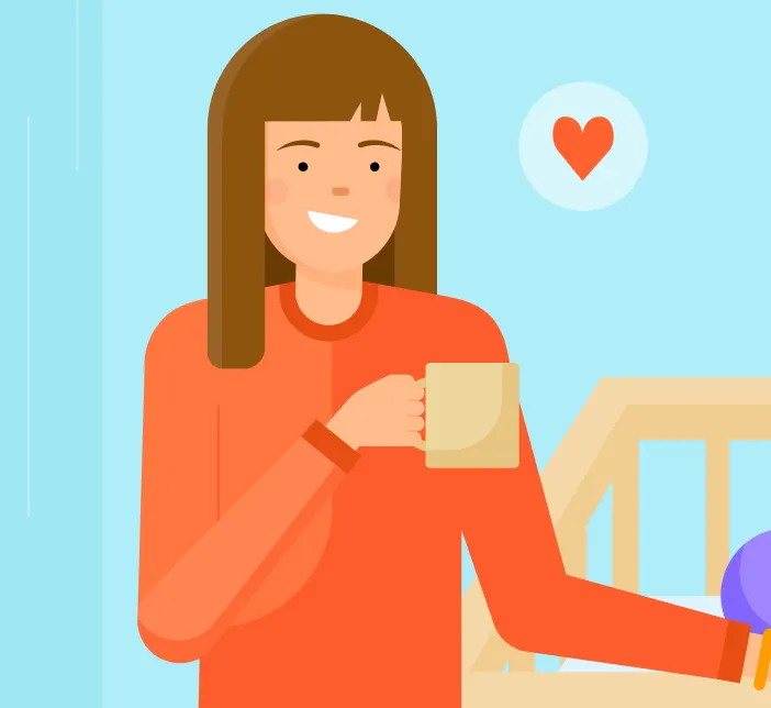Parent with coffee cup