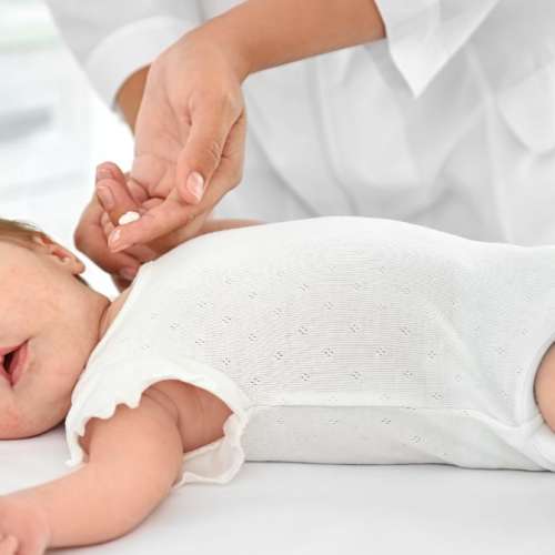 A baby at a doctor's office.