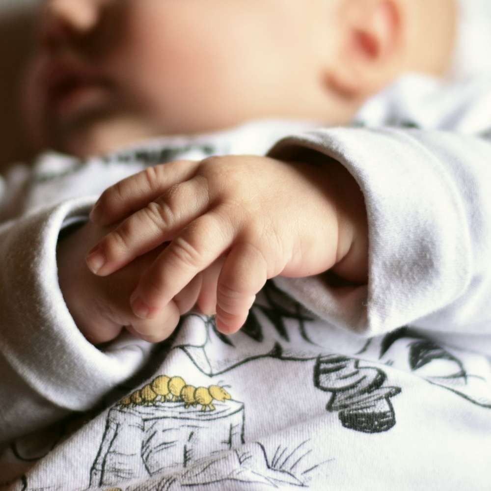 Close-up of baby hands while taking nap