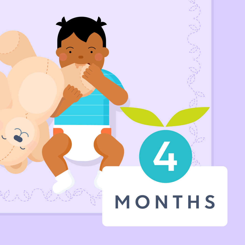 4 month old baby milestones illustrated image