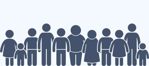navy blue illustration of a group of individuals