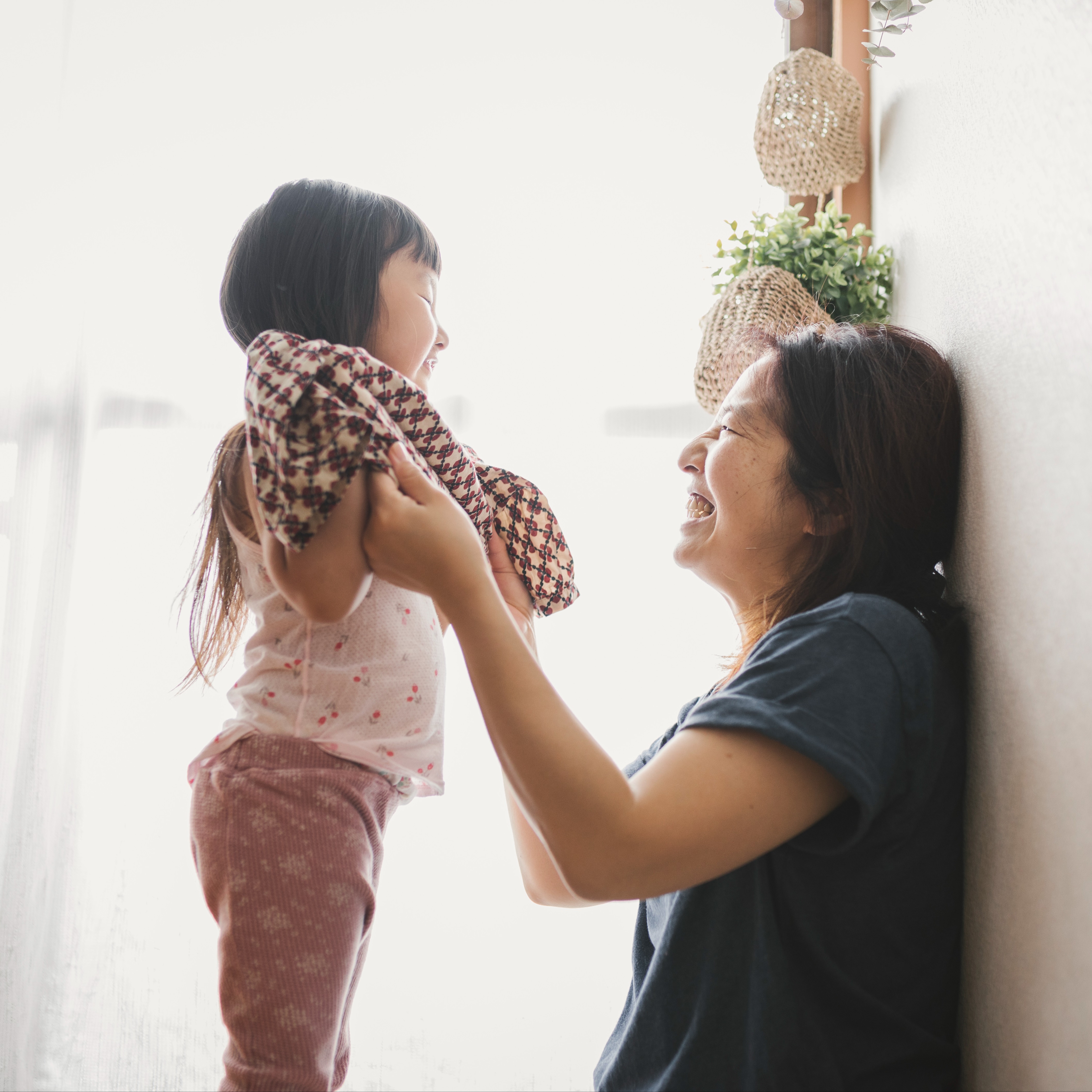 Child getting ready for school
