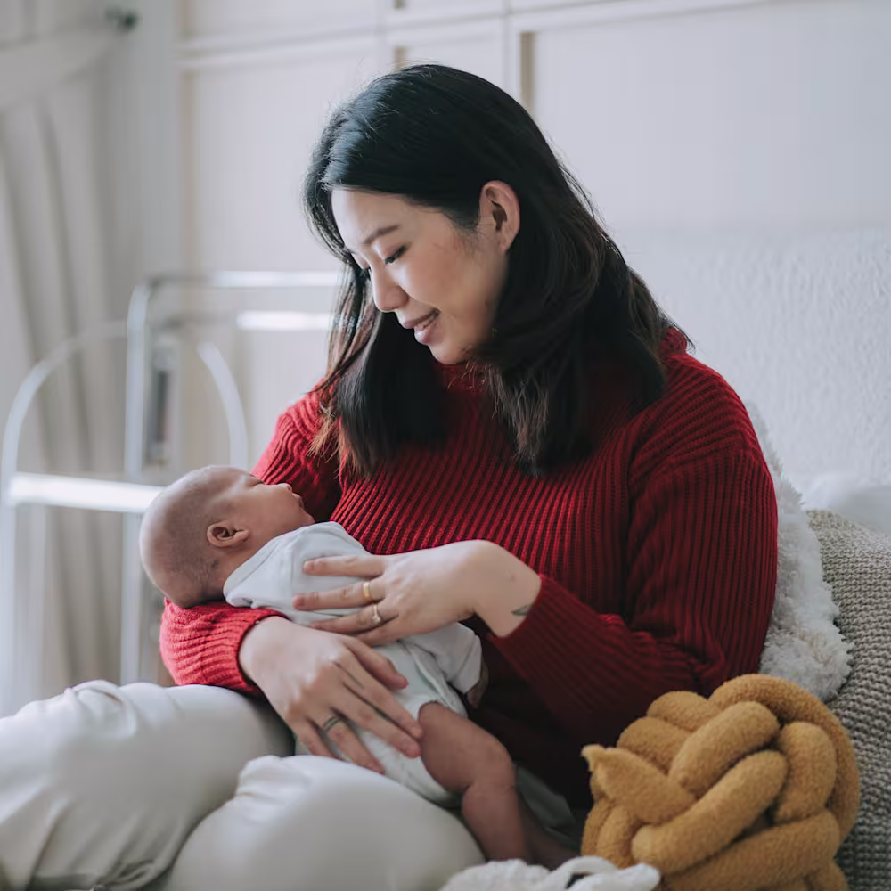 Mom and newborn baby