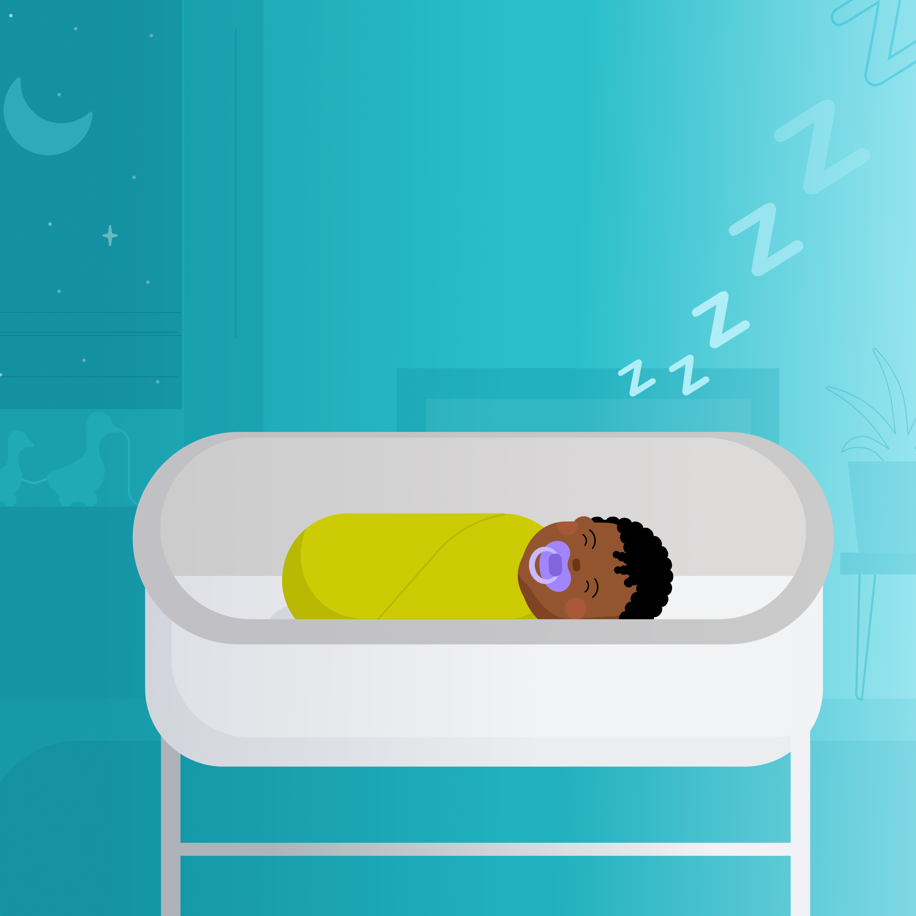 illustration of a baby sleeping in a bassinet 