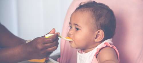 Introduction to purees infant eating baby food for the first time