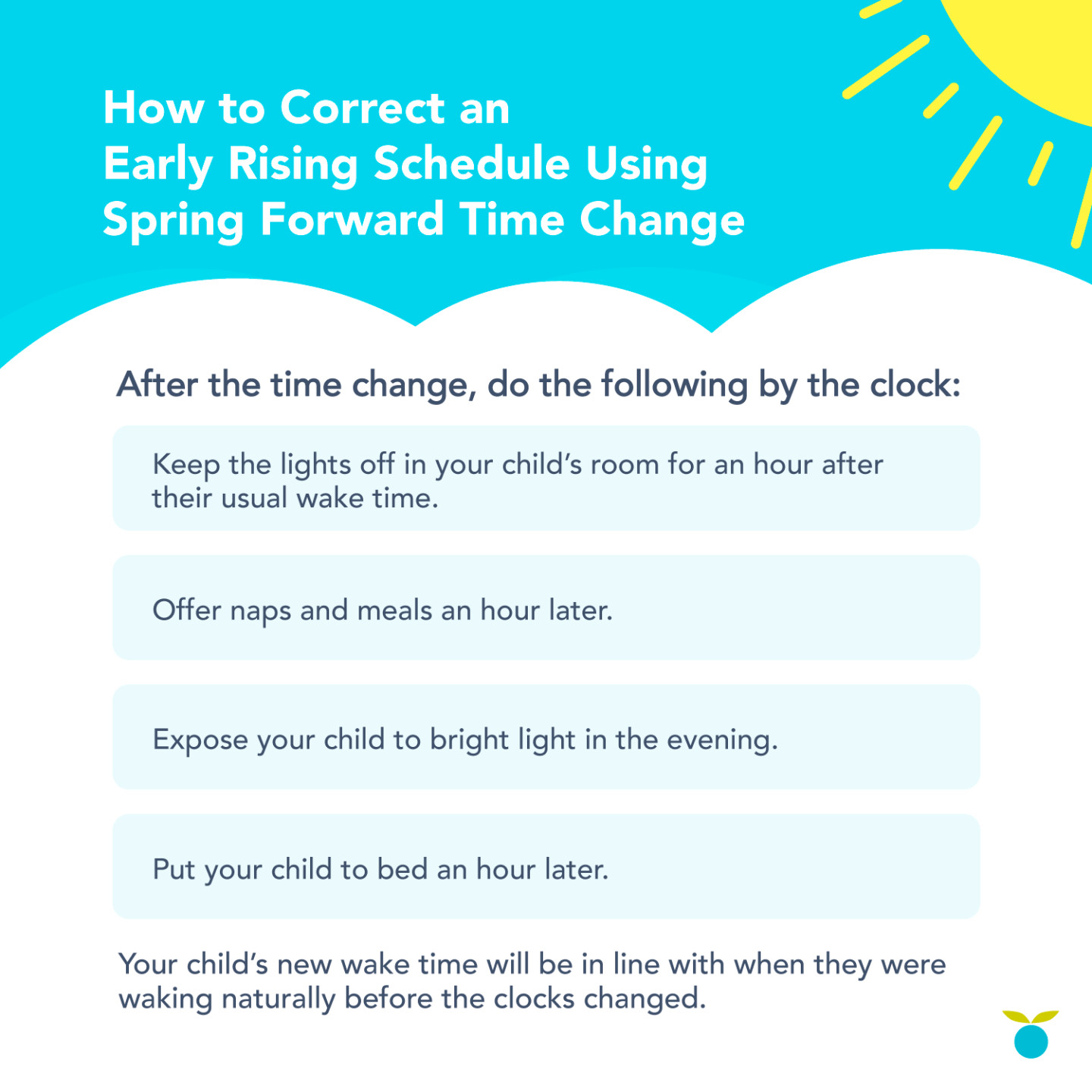 Here's how to use the spring DST time change to correct the sleep schedule of a child who is waking up too early.