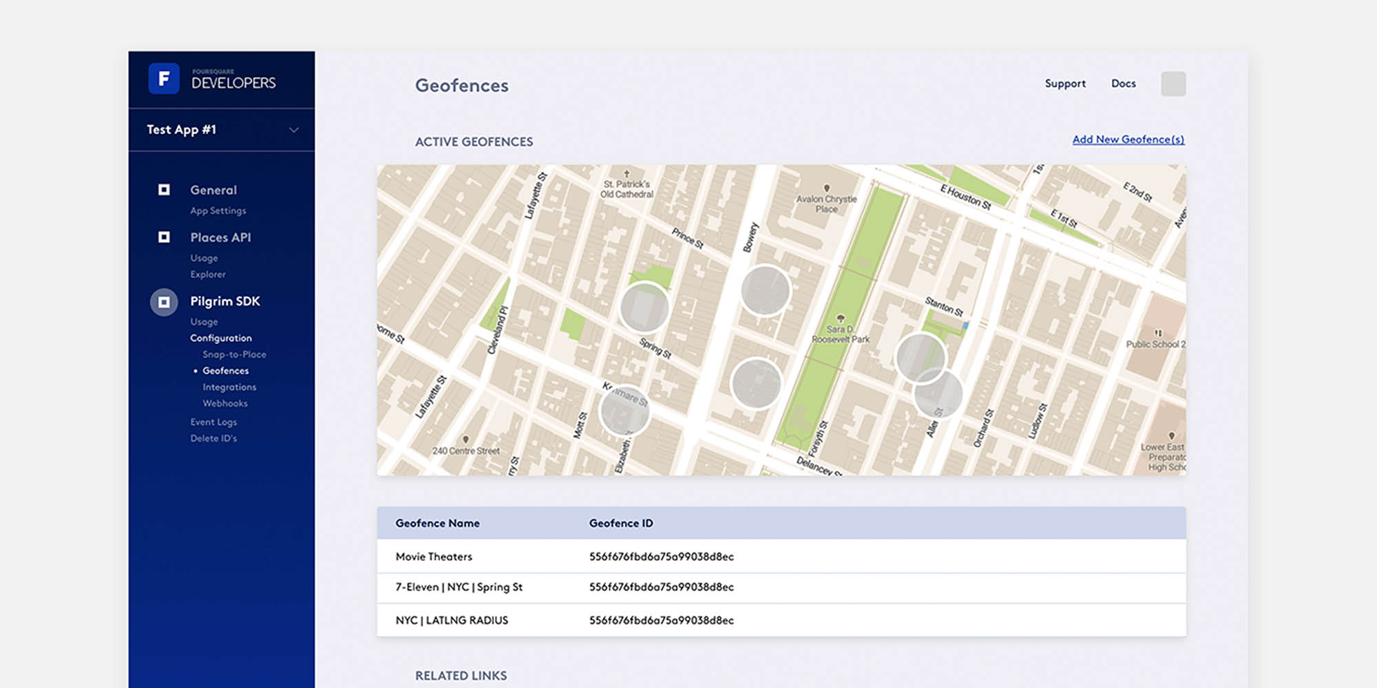 an image of the old geofence dashboard