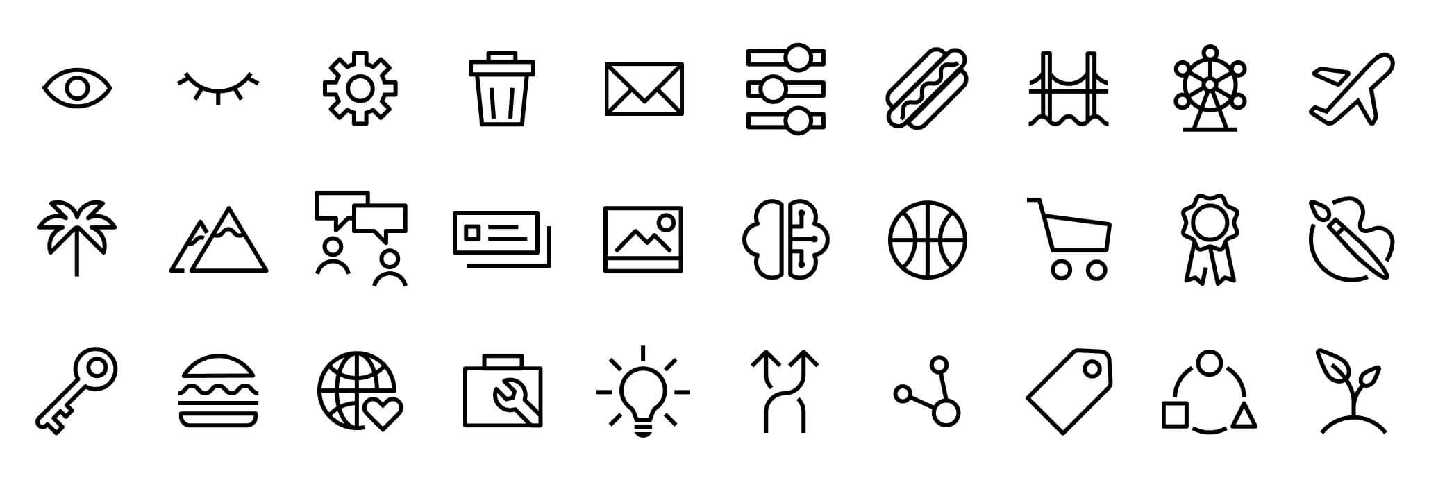 a 6x5 grid of icons made for Foursquare's site