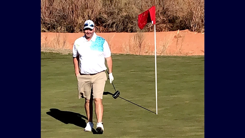 Bryan Foster walks off the green after making a putt. Foster enjoys doing many activities now that he is successfully treating his obstructive sleep apnea.
