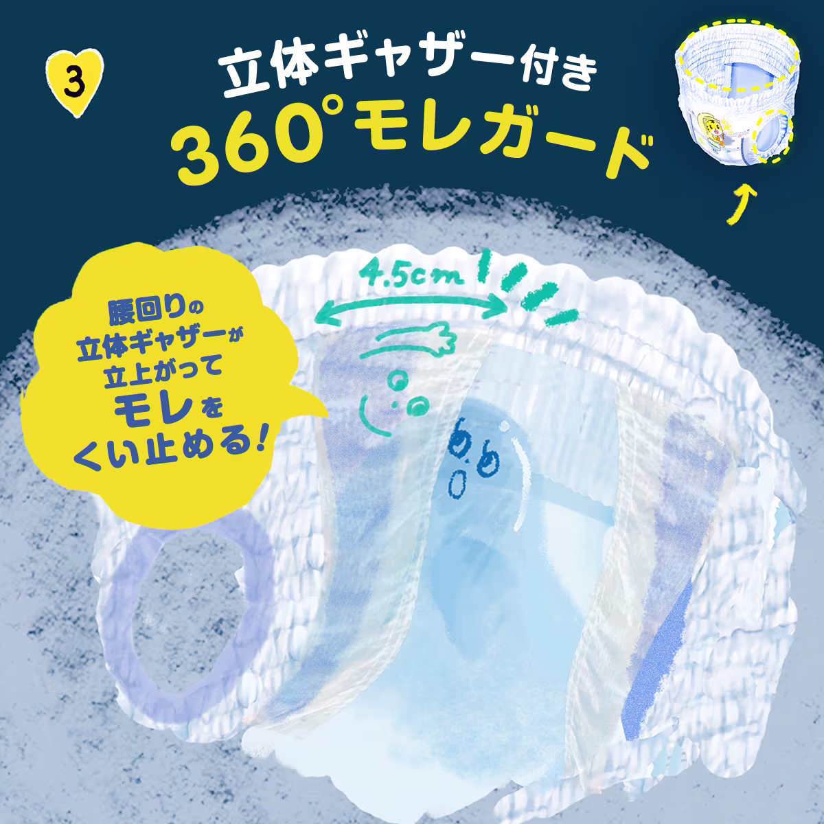 立体ギャザー付き、3600モレガード