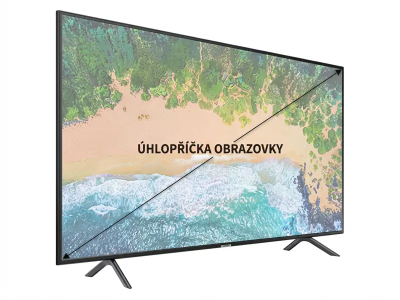 Schéma znázorňující úhlopříčku obrazovky u televizorů