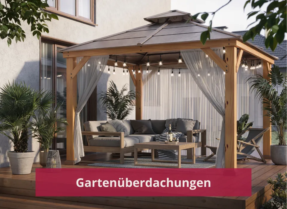 Sunjoy Gartenüberdachung aus Holz mit Gartenlounge