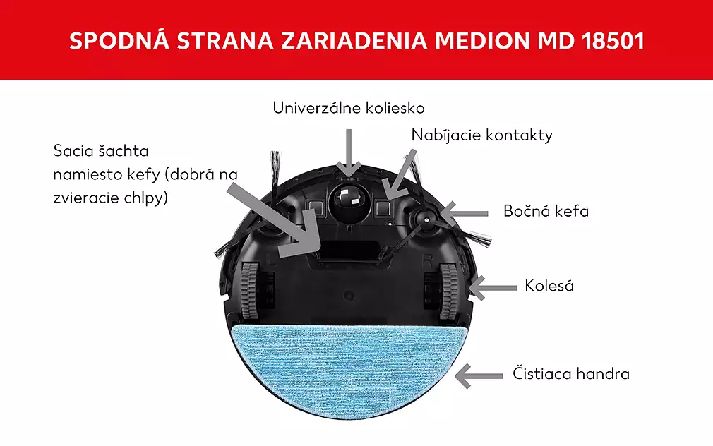 Spodná časť robotického vysávača