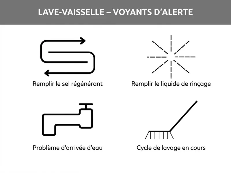Infographie des symboles d'un lave-vaisselle